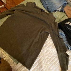 Aqua- green cashmere sweater with slits